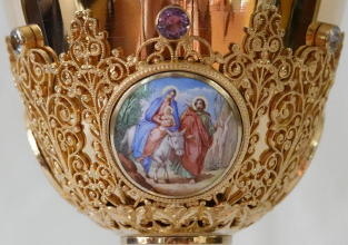 Solid silver gilt antique French Gothic Chalice.